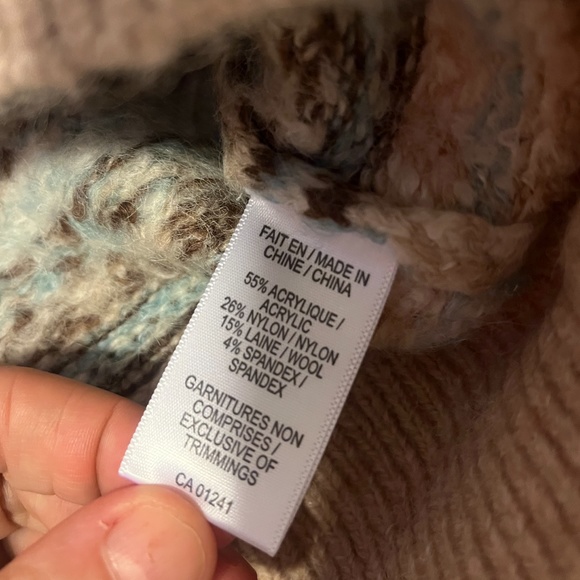 Retro cream & blue Scottish jacquard wool blend knit cropped V-neck sweater NWT - Picture 6 of 8